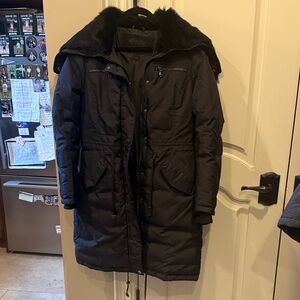 Pajar Women's Dark Puffer Jacket with Fur Collar